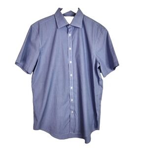 THOMAS PINK Shirt Mens 16.5 Blue White Check Traveller Classic Fit Cotton‎